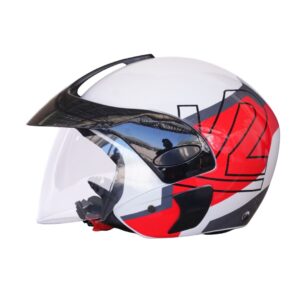 208 OPEN FACE GRAFICO BLANCO ROJO BRILLANTE
