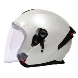 CASCO V2 220 OPEN FACE CON LUZ LED GRAFICO BLANCO BRILLANTE GRAFICO TALLA XL