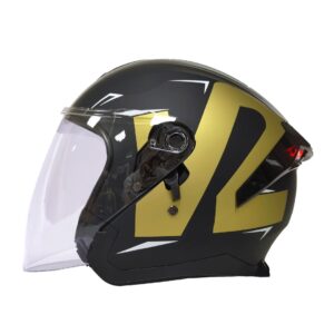 CASCO V2 220 OPEN FACE CON LUZ LED GRAFICO NEGRO MATE GRAFICO TALLA M