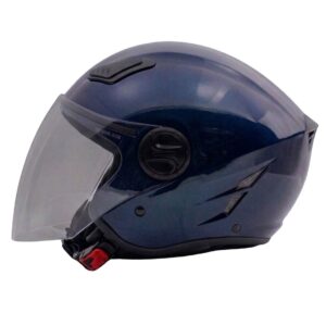 CASCO V2 OPEN FACE SOLIDO COLOR AZUL PERLA BRILLANTE TALLA L