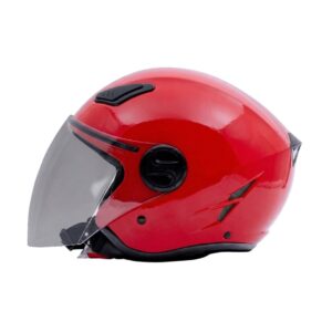 CASCO V2 OPEN FACE SOLIDO COLOR ROJO BRILLANTE ESCARCHADO TALLA M