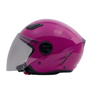 CASCO V2 OPEN FACE SOLIDO COLOR ROSA BRILLANTE ESCARCHADO TALLA L