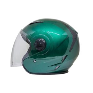CASCO V2 207 OPEN FACE SOLIDO VERDE BRILLANTE ESCARCHADO TALLA M