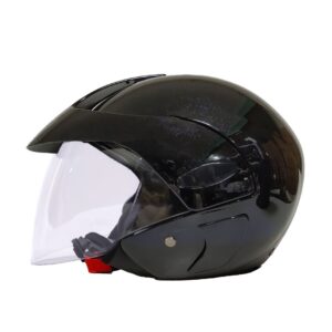 V2 208 OPEN FACE HELMET SOLIDO NEGRO BRILLANTE ESCARCHADO TALLA L