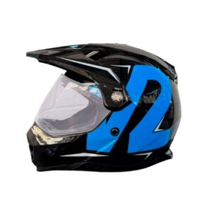 CASCO V2 OFF ROAD GRAFICO COLOR NEGRO MATE GRAFICO AZUL TALLA-L