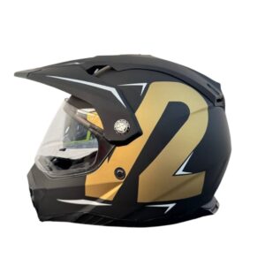 CASCO V2 OFF ROAD GRAFICO DORADO COLOR NEGRO MATE GRAFICO DORADO TALLA L